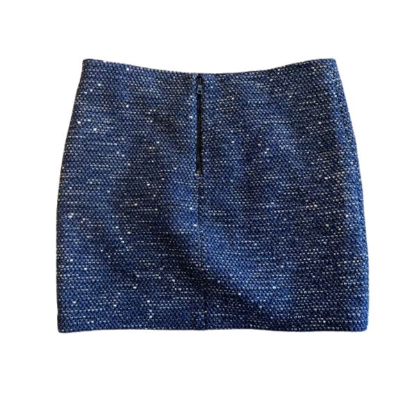 Alice + Olivia Elana Blue Tweed Mini Skirt Size 4 / Small - Picture 2 of 5
